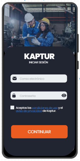 Pantalla de inicio de sesión KAPTUR